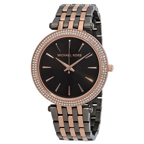 michael kors gunmetal and rose gold watch|rose gold watch with numbers.